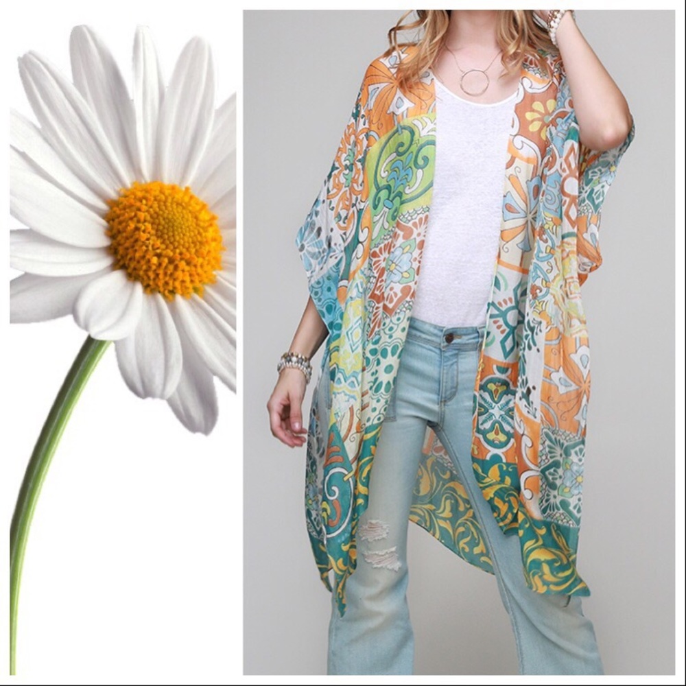 *LAST* Moroccan Tile Print Kimono - Picture 2 of 5